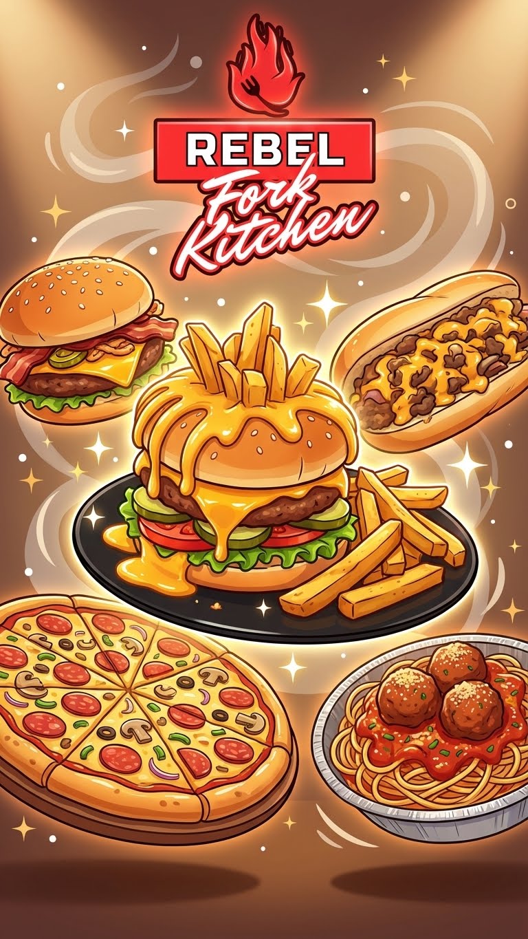 Rebel Fork Kitchen Menu Illustration